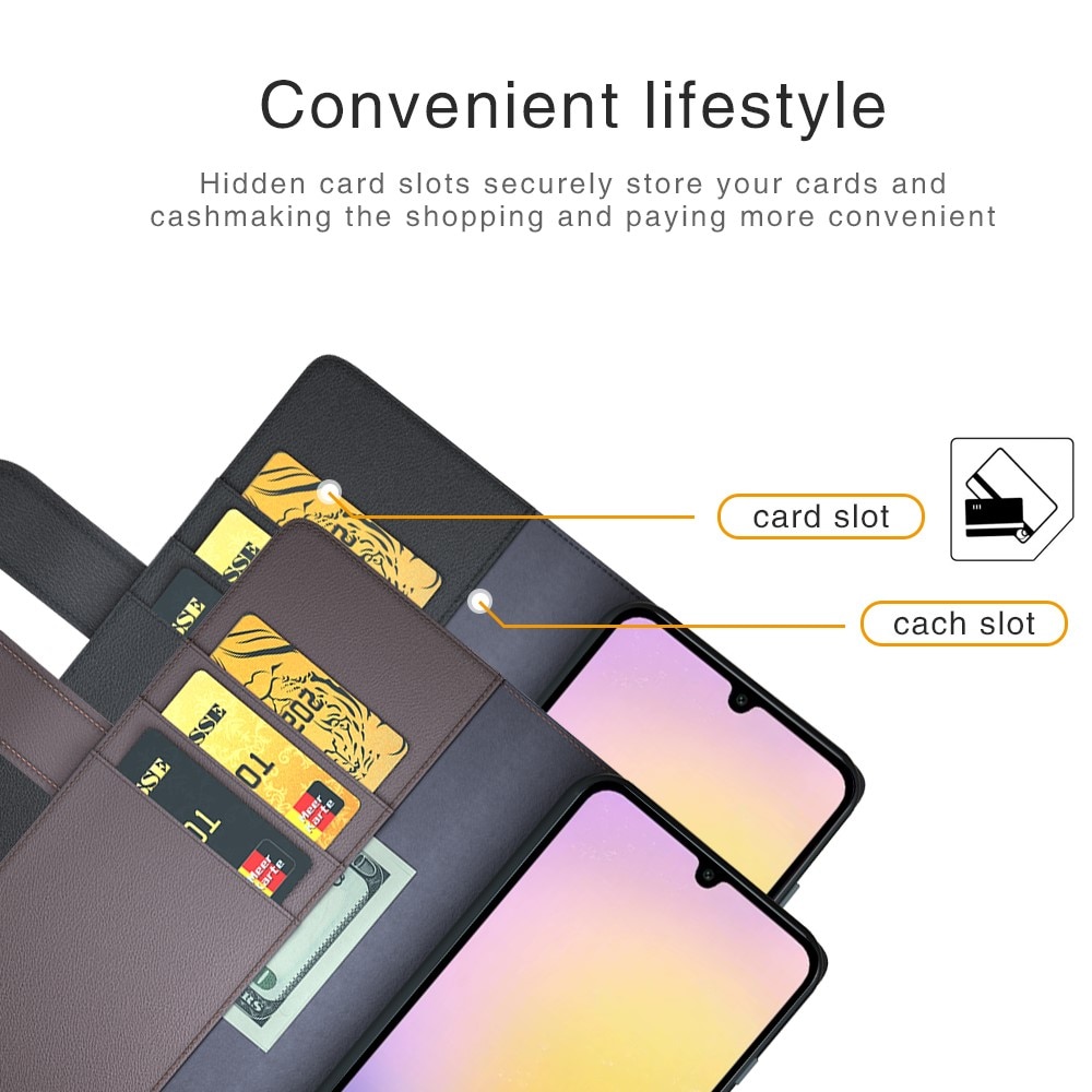 Étui en cuir veritable Samsung Galaxy A26, Noir