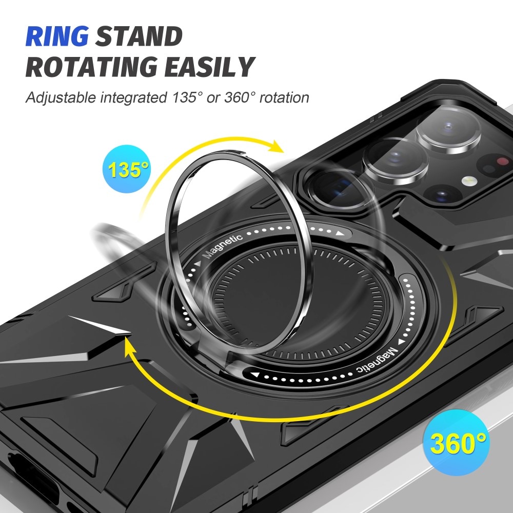 Coque hybride Tech MagSafe Ring Samsung Galaxy S25 Ultra, noir