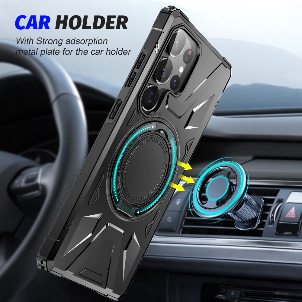 Coque hybride Tech MagSafe Ring Samsung Galaxy S25 Ultra, noir