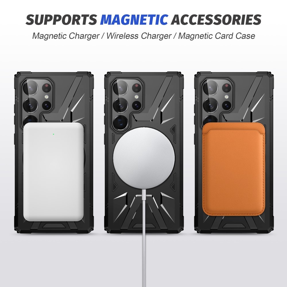 Coque hybride Tech MagSafe Ring Samsung Galaxy S25 Ultra, noir