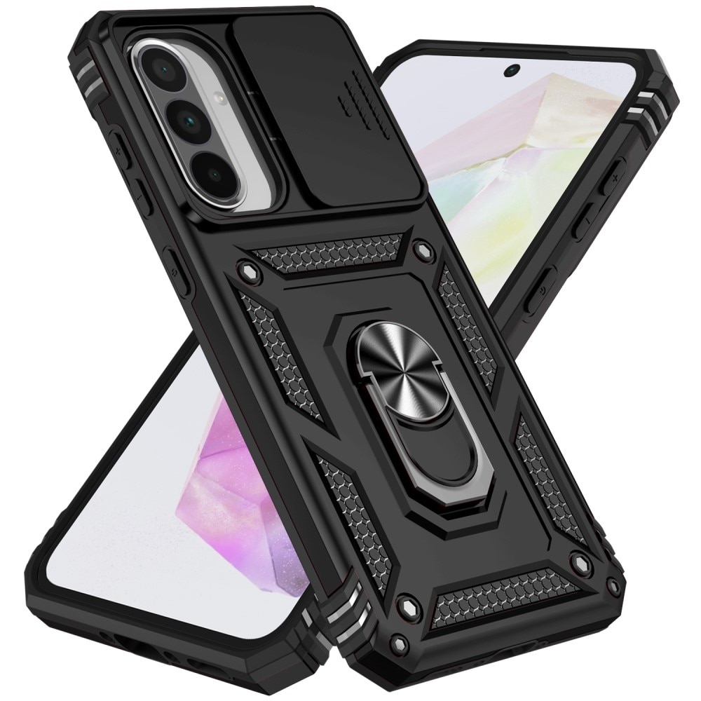Coque Hybride Ring avec Protège Caméra Samsung Galaxy A56, Noir