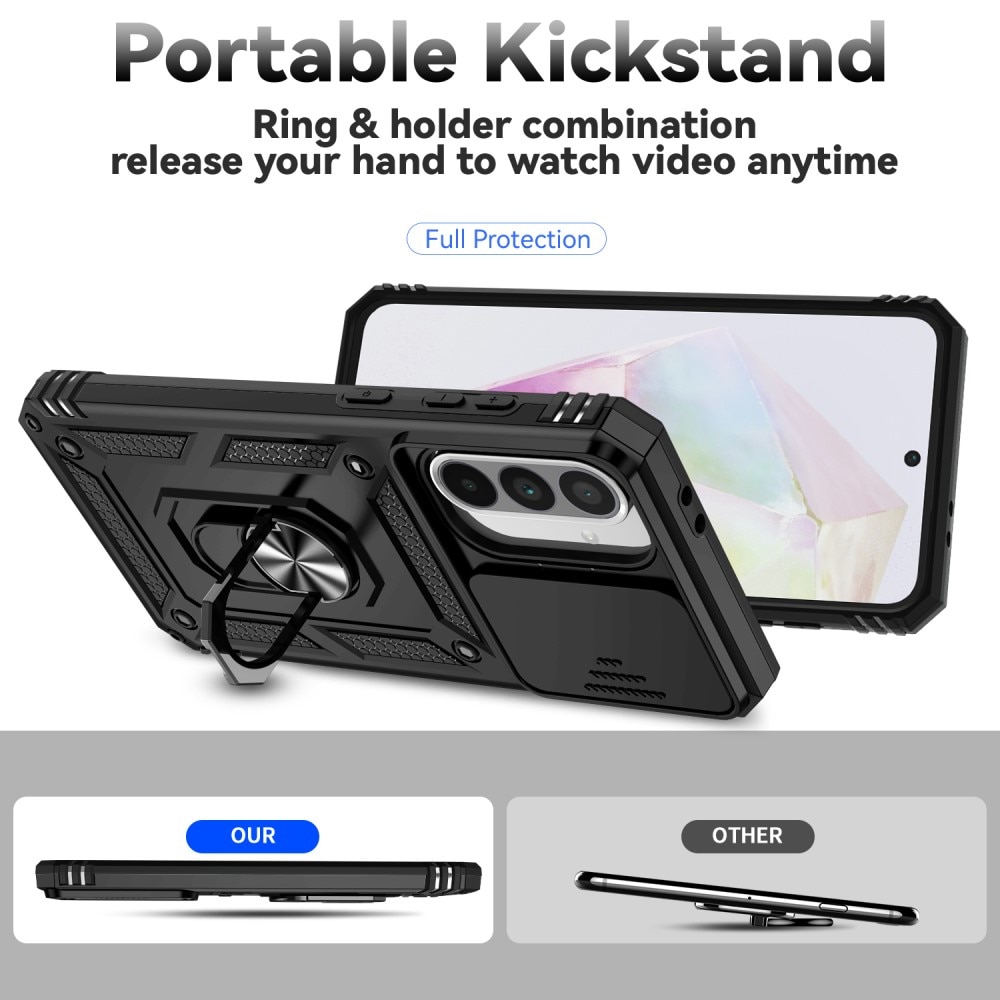 Coque Hybride Ring avec Protège Caméra Samsung Galaxy A56, Noir