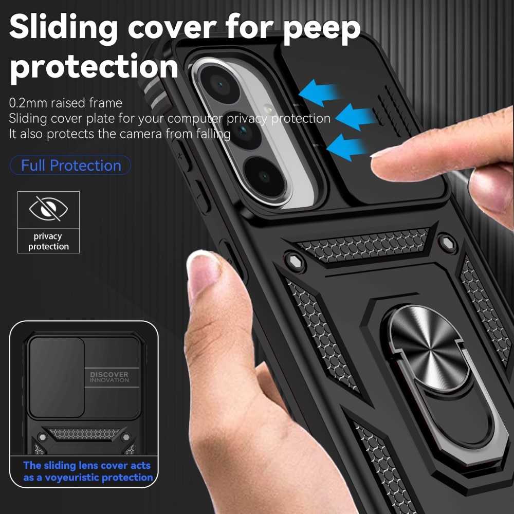 Coque Hybride Ring avec Protège Caméra Samsung Galaxy A56, Noir