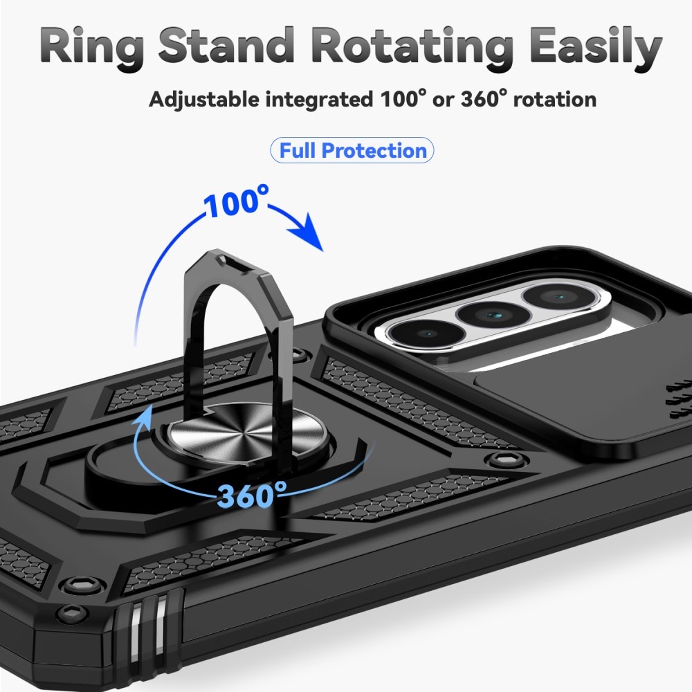 Coque Hybride Ring avec Protège Caméra Samsung Galaxy A56, Noir