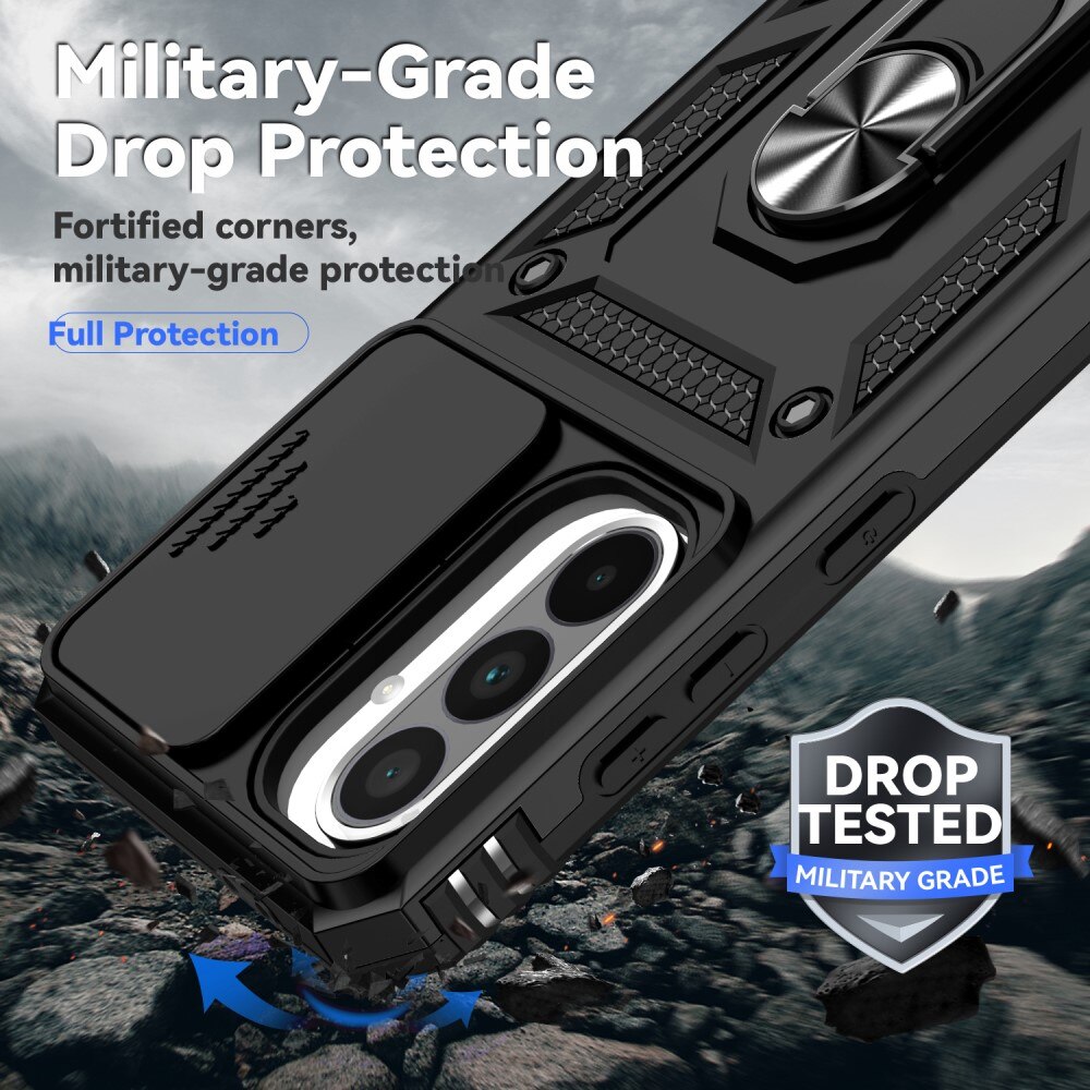Coque Hybride Ring avec Protège Caméra Samsung Galaxy A56, Noir