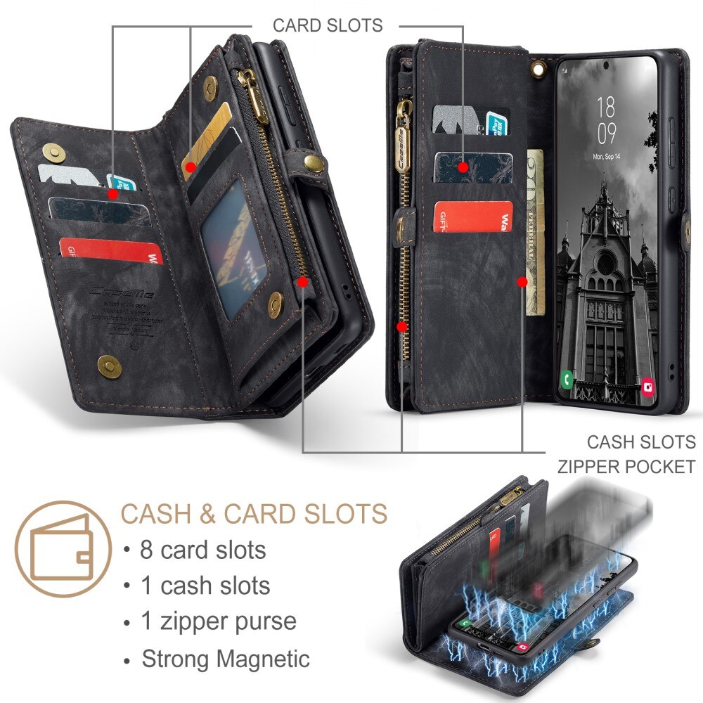 Étui portefeuille multi-cartes Samsung Galaxy S25 Plus, Gris