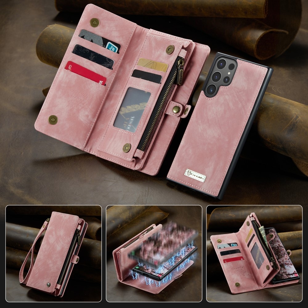 Étui portefeuille multi-cartes Samsung Galaxy S25 Ultra, Rose