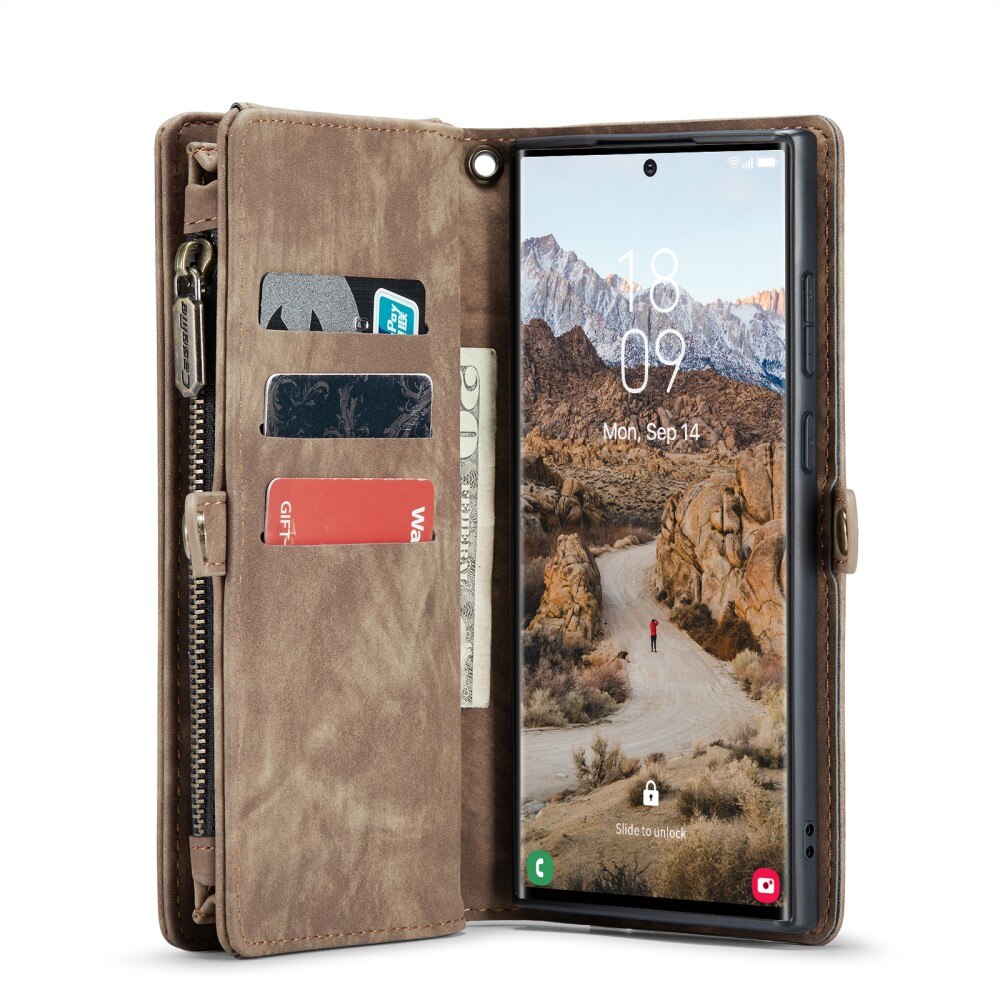 Étui portefeuille multi-cartes Samsung Galaxy S25 Ultra, Marron