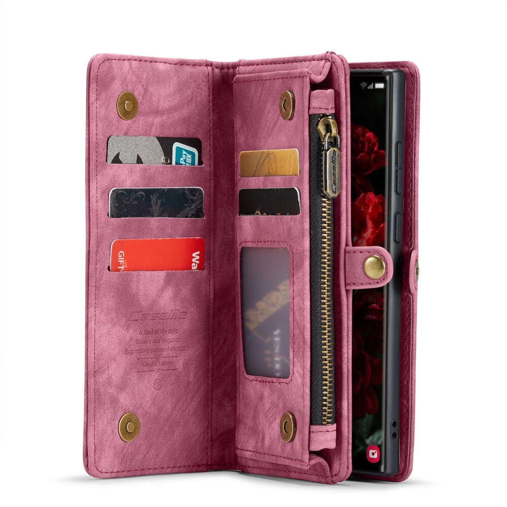 Étui portefeuille multi-cartes Samsung Galaxy S25 Ultra, Rouge