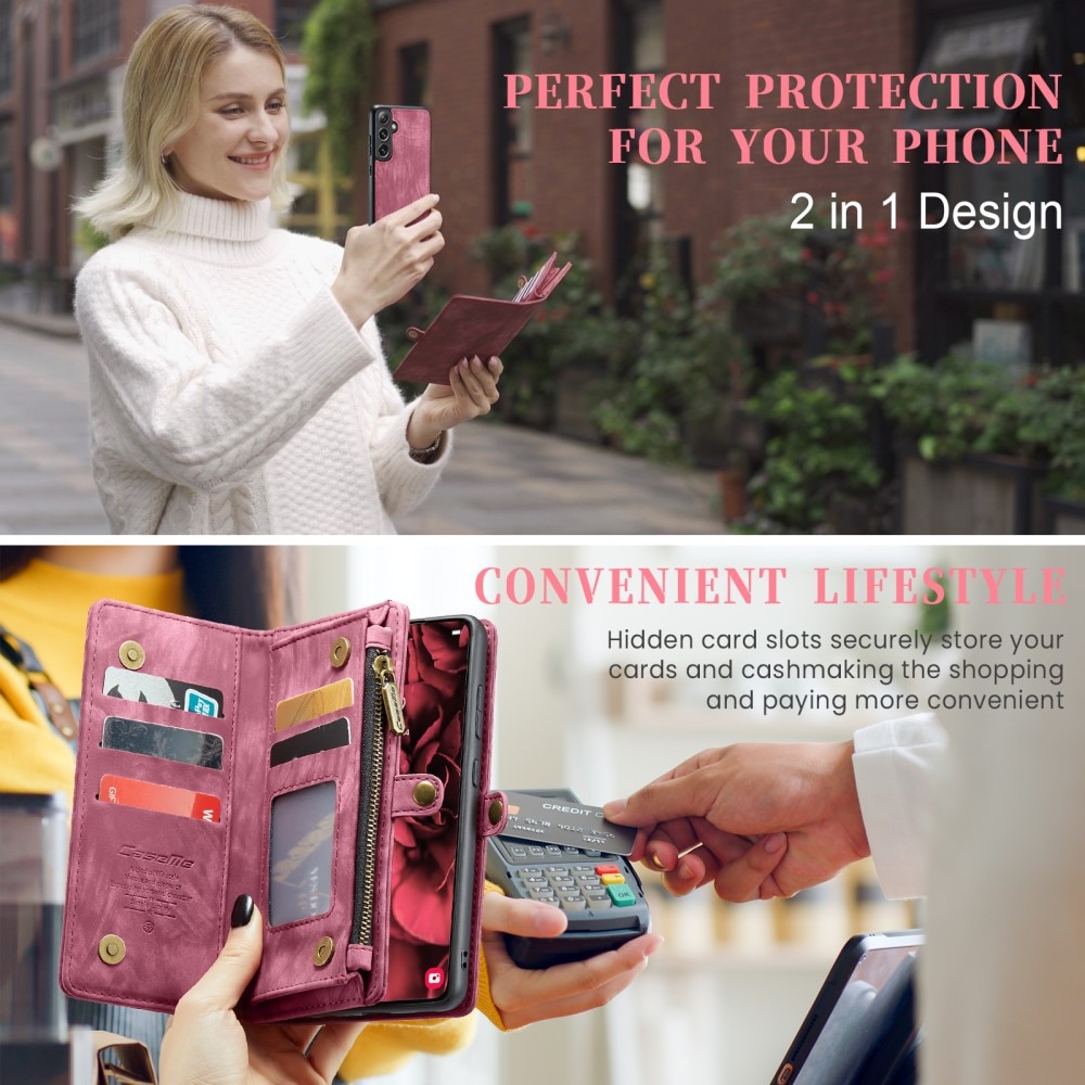 Étui portefeuille multi-cartes Samsung Galaxy S25, Rouge