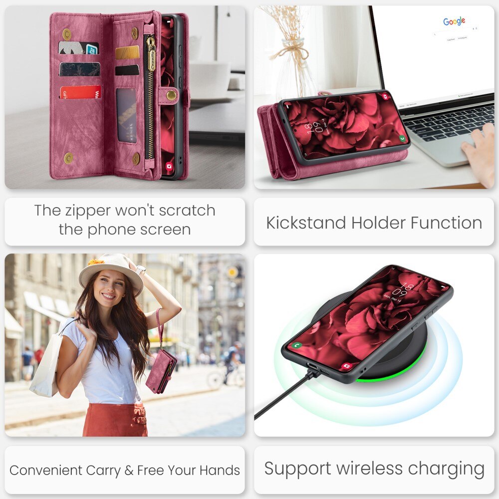 Étui portefeuille multi-cartes Samsung Galaxy S25, Rouge