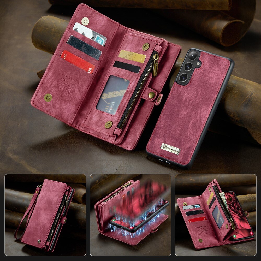 Étui portefeuille multi-cartes Samsung Galaxy S25, Rouge