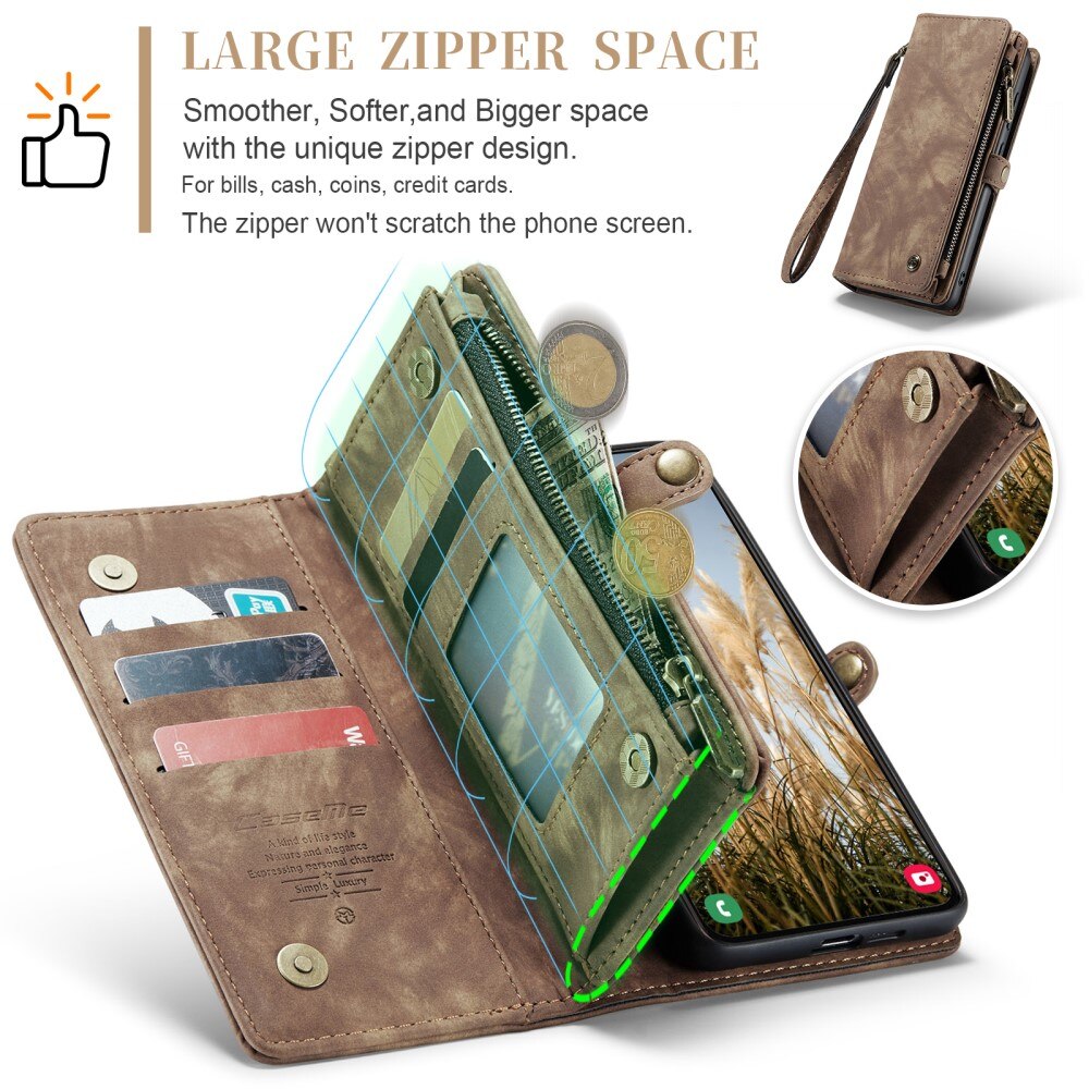 Étui portefeuille multi-cartes Samsung Galaxy S25, Marron