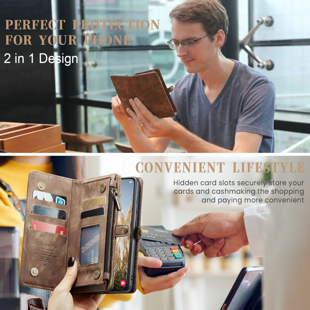 Étui portefeuille multi-cartes Samsung Galaxy S25, Marron