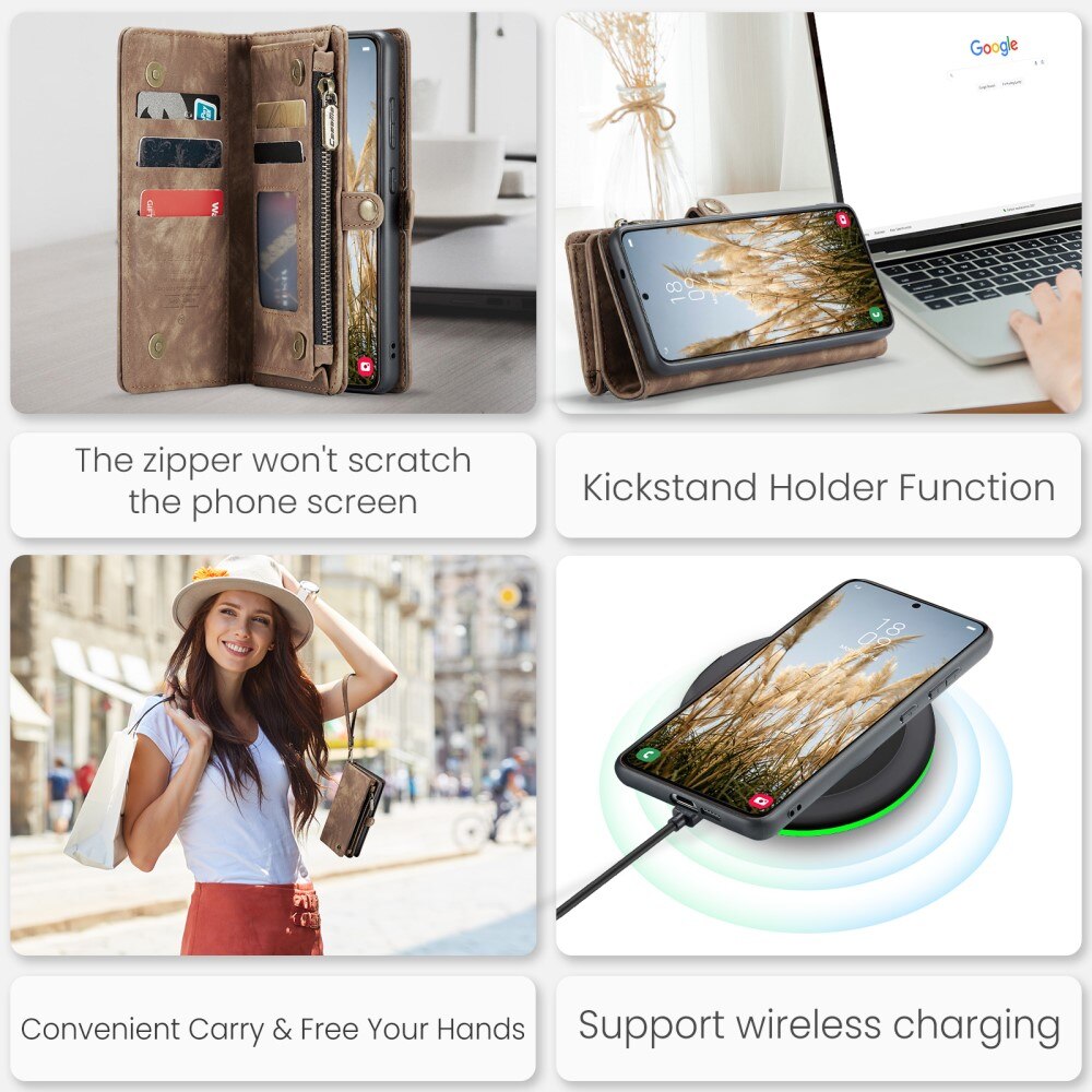 Étui portefeuille multi-cartes Samsung Galaxy S25, Marron