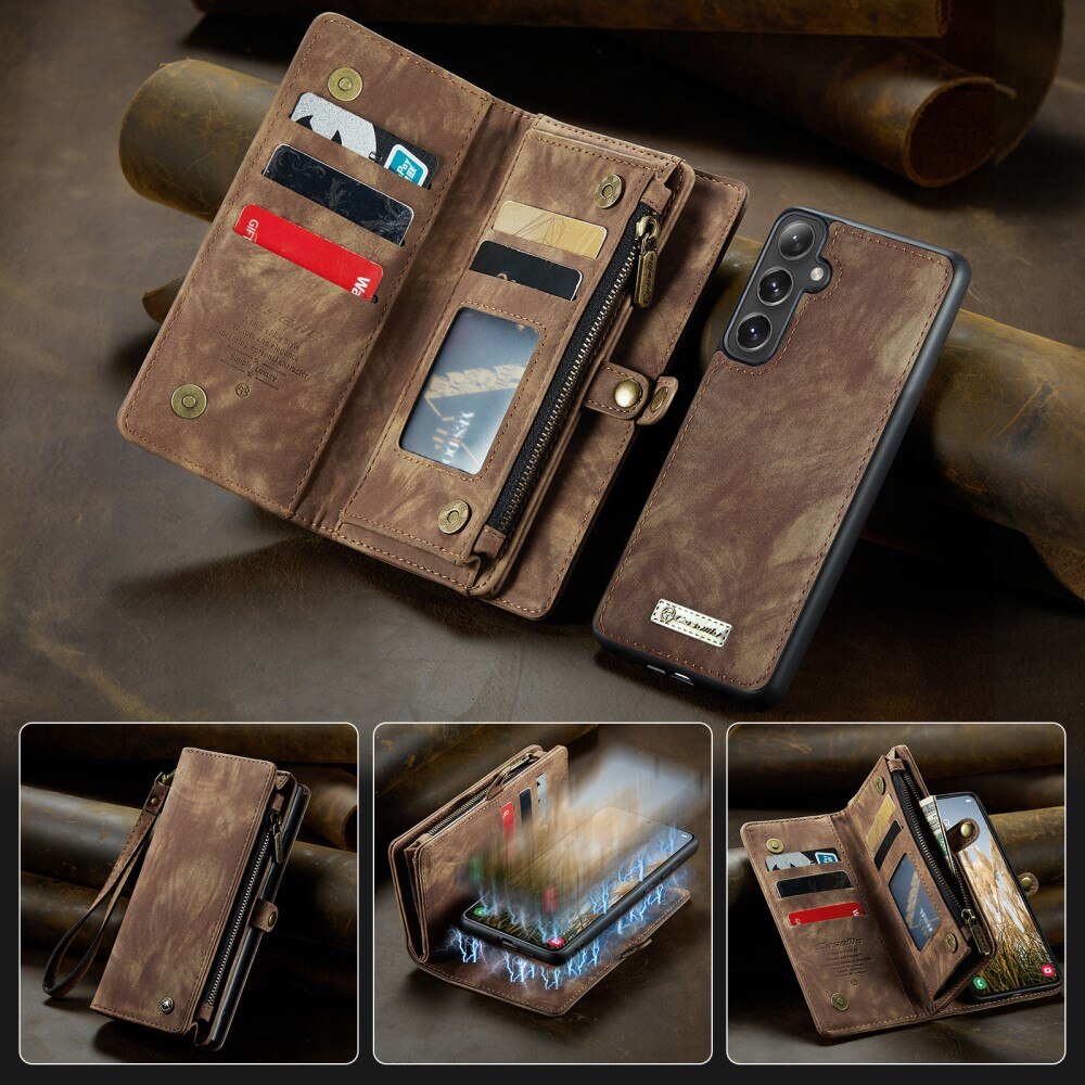 Étui portefeuille multi-cartes Samsung Galaxy S25, Marron