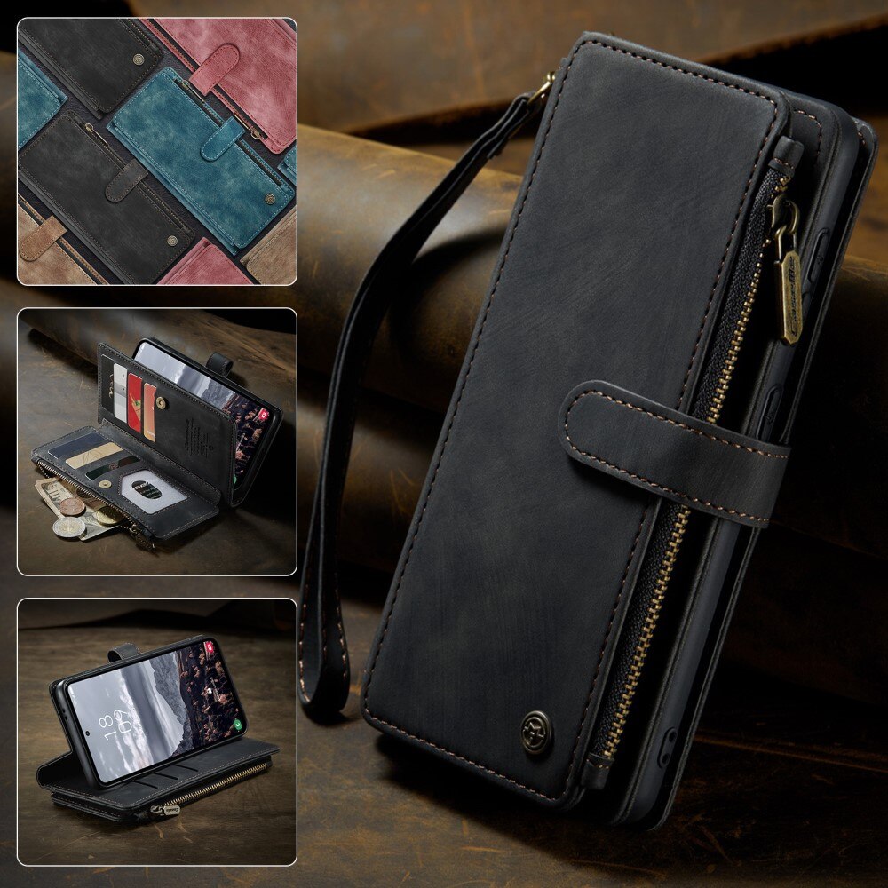 Étui portefeuille à glissière Samsung Galaxy S25 Plus, Noir