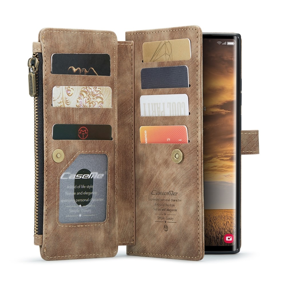 Étui portefeuille à glissière Samsung Galaxy S25 Ultra, Marron