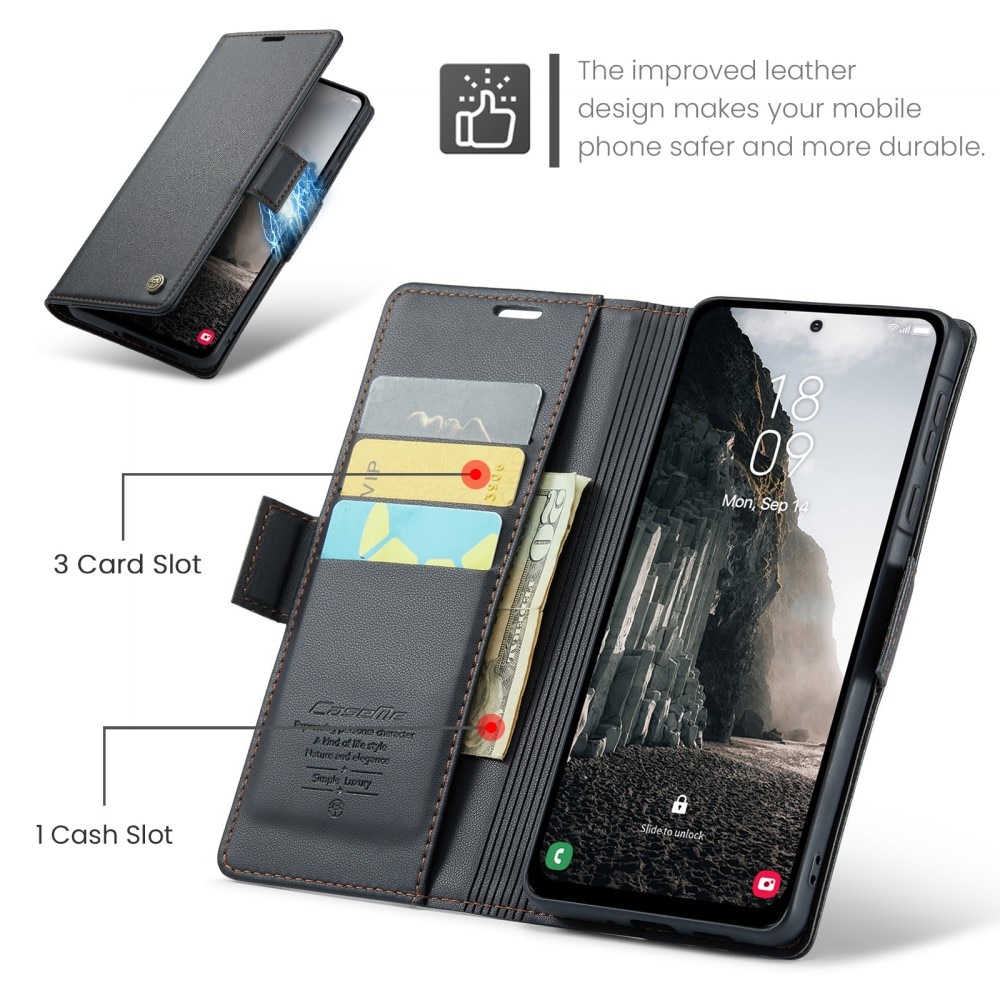 Étui portefeuille mince anti-RFID Samsung Galaxy A56, Noir