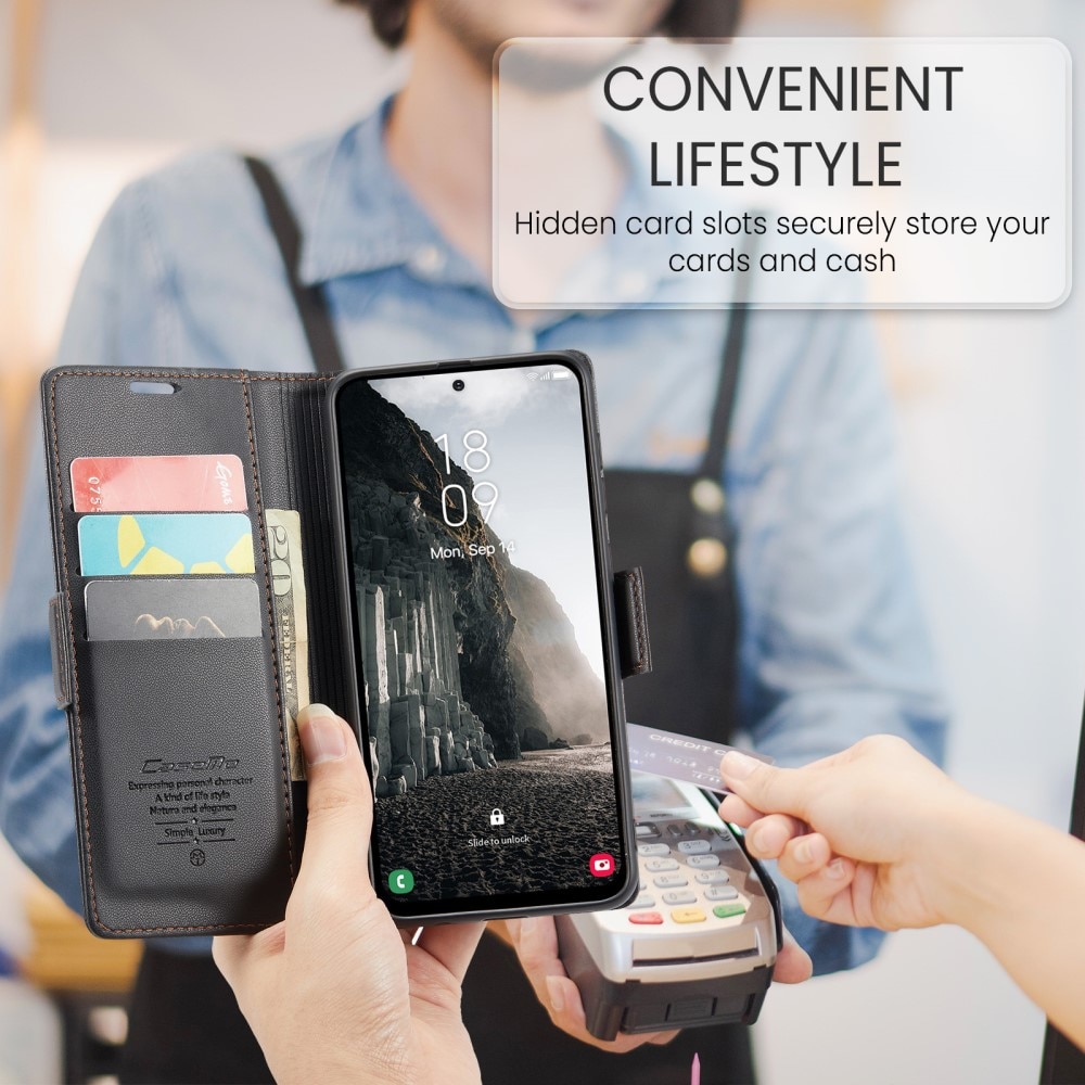 Étui portefeuille mince anti-RFID Samsung Galaxy A56, Noir