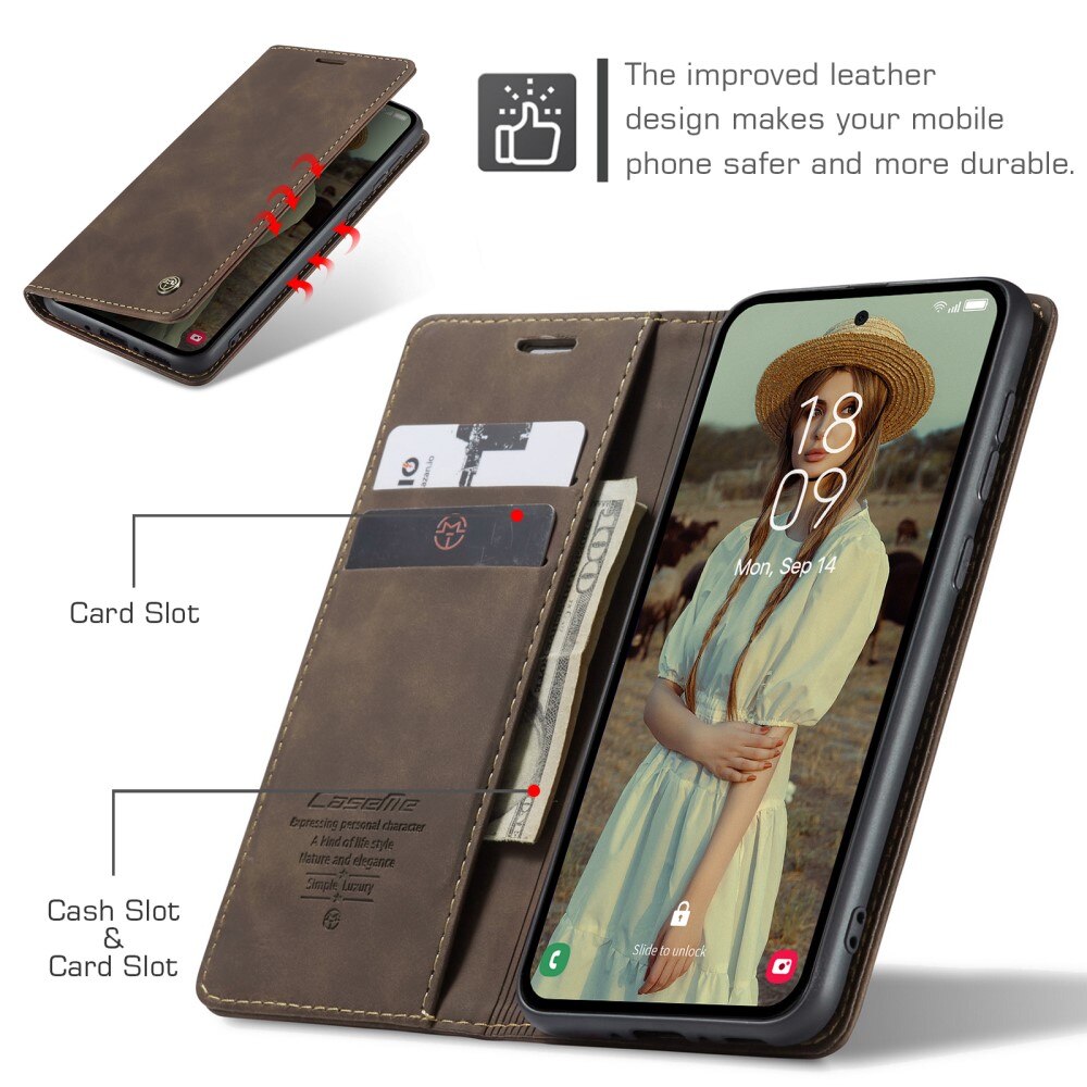 Étui portefeuille mince Samsung Galaxy A36, Marron