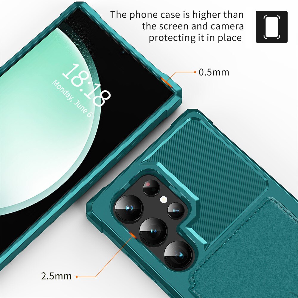Coque porte-cartes Tough Multi-slot Samsung Galaxy S25 Ultra, Vert