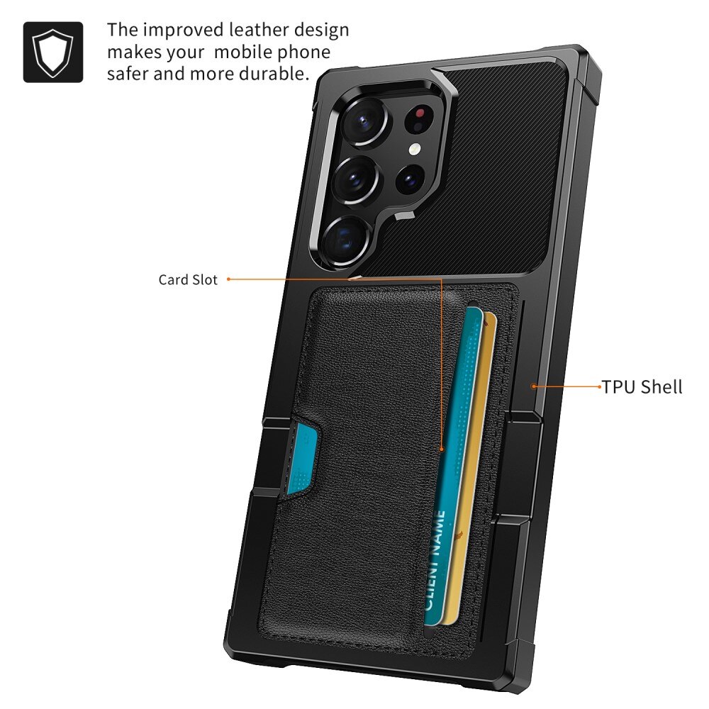 Coque Tough Card Case Samsung Galaxy S25 Ultra, noir