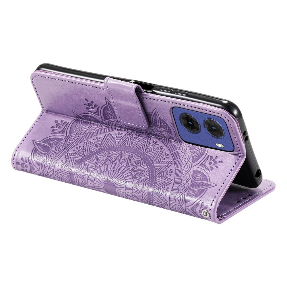 Étui en cuir Mandala Motorola Moto G05, violet