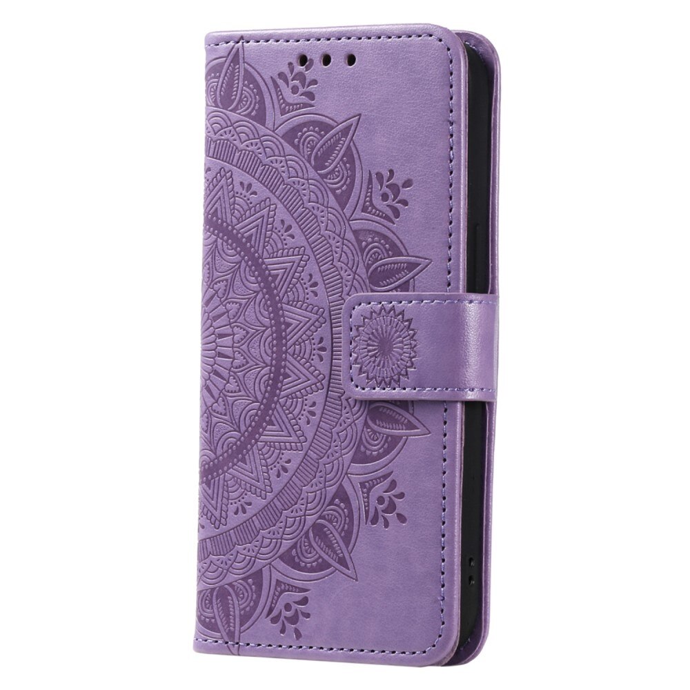 Étui en cuir Mandala Motorola Moto G05, violet