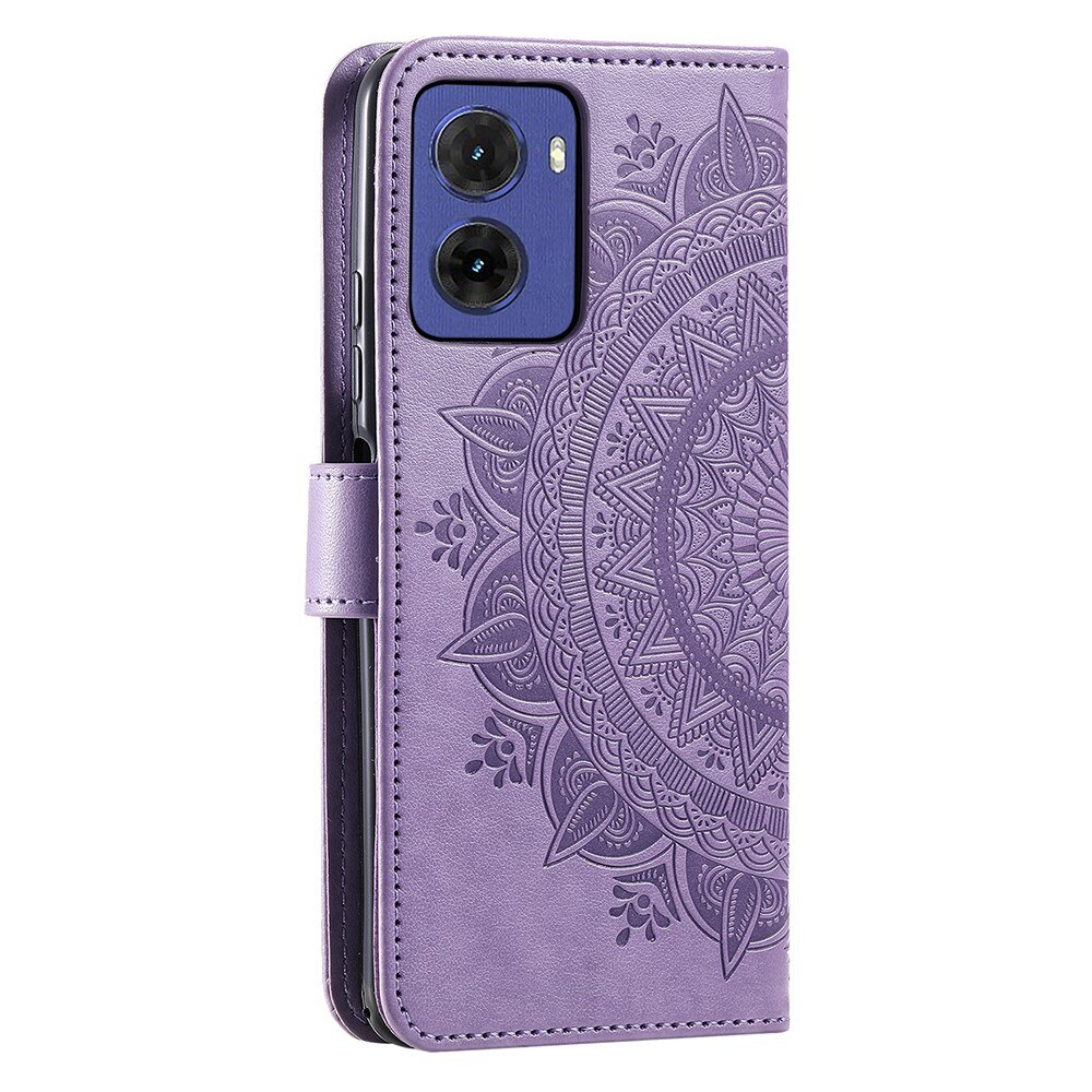 Étui en cuir Mandala Motorola Moto G05, violet