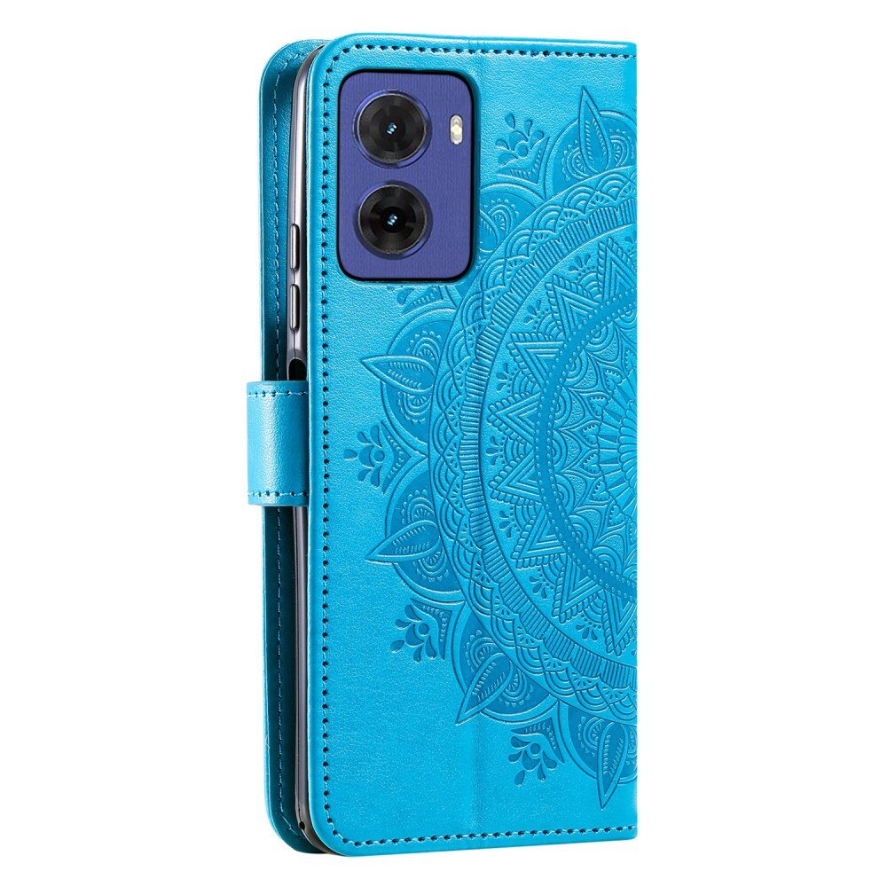 Étui en cuir Mandala Motorola Moto G05, bleu