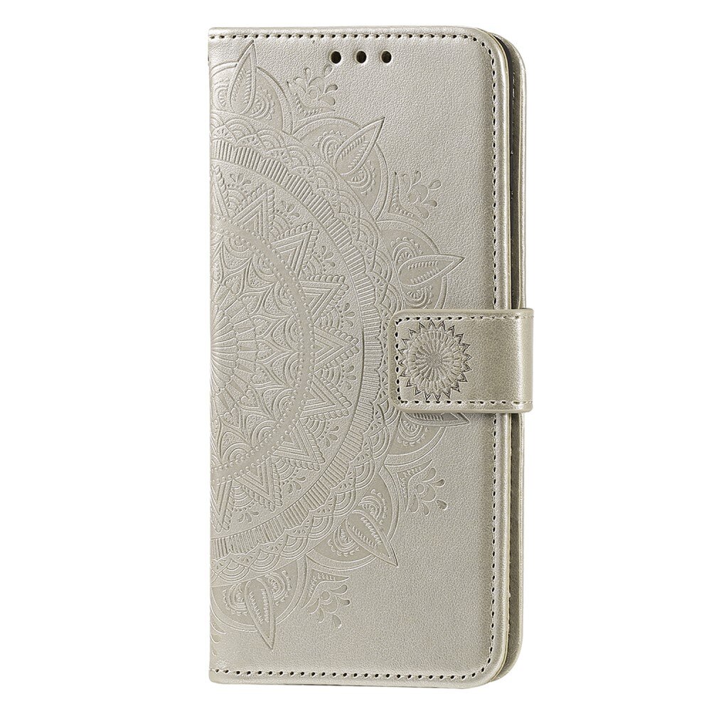 Étui en cuir Mandala Motorola Moto G15, or