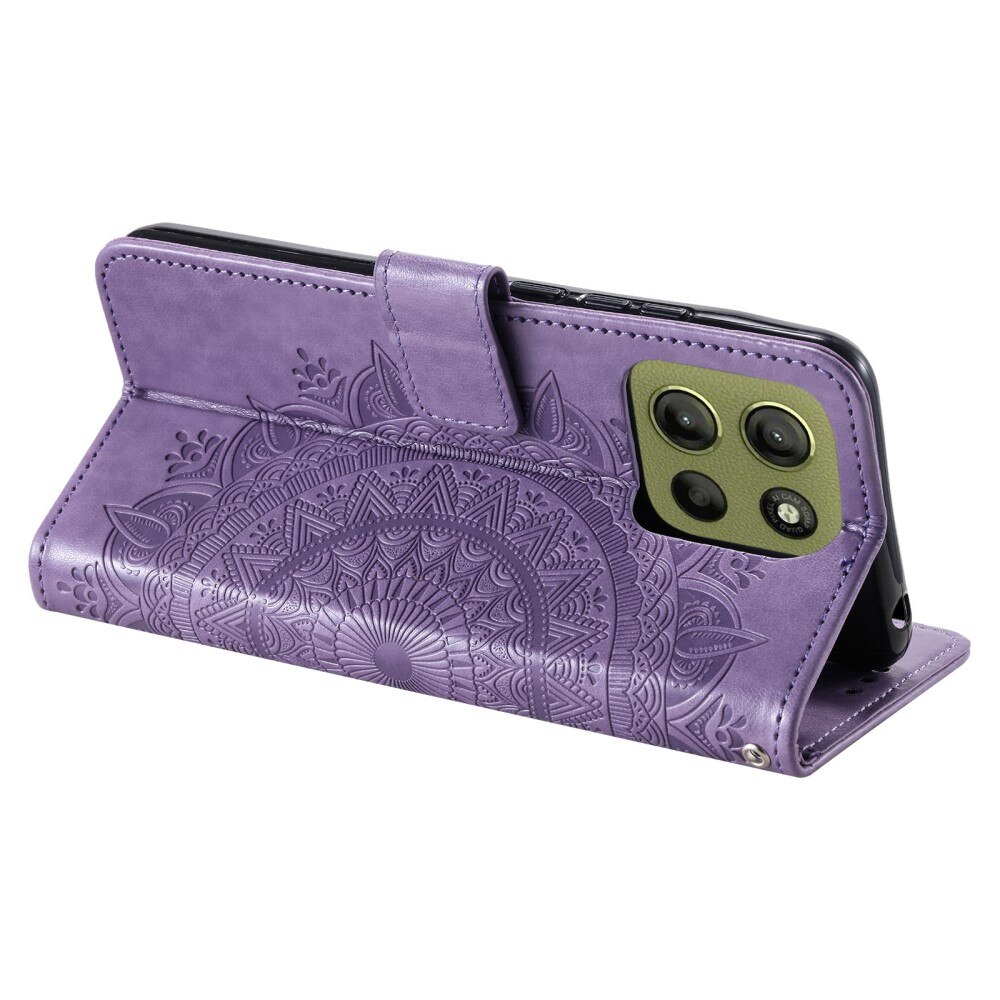 Étui en cuir Mandala Motorola Moto G15 Power, violet