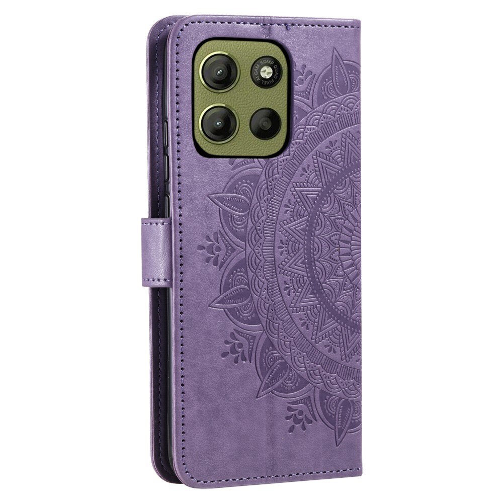 Étui en cuir Mandala Motorola Moto G15 Power, violet