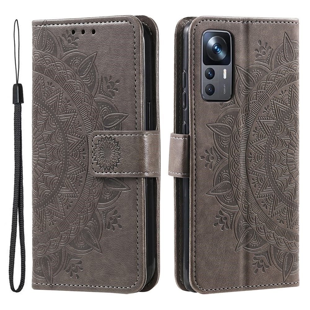 Étui en cuir Mandala Xiaomi 12T/12T Pro Gris