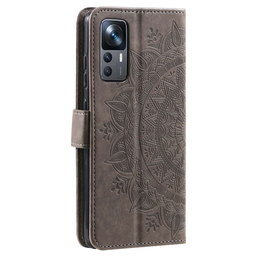 Étui en cuir Mandala Xiaomi 12T/12T Pro Gris