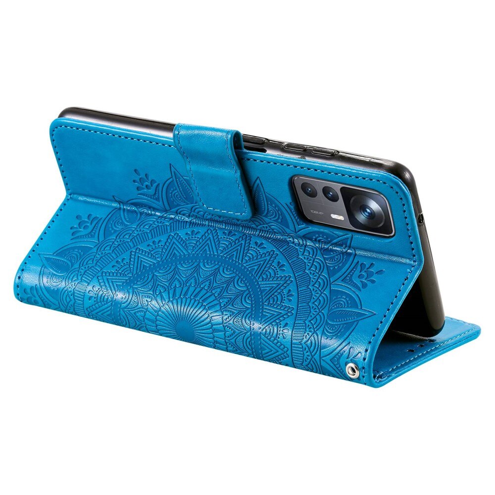 Étui en cuir Mandala Xiaomi 12T/12T Pro Bleu