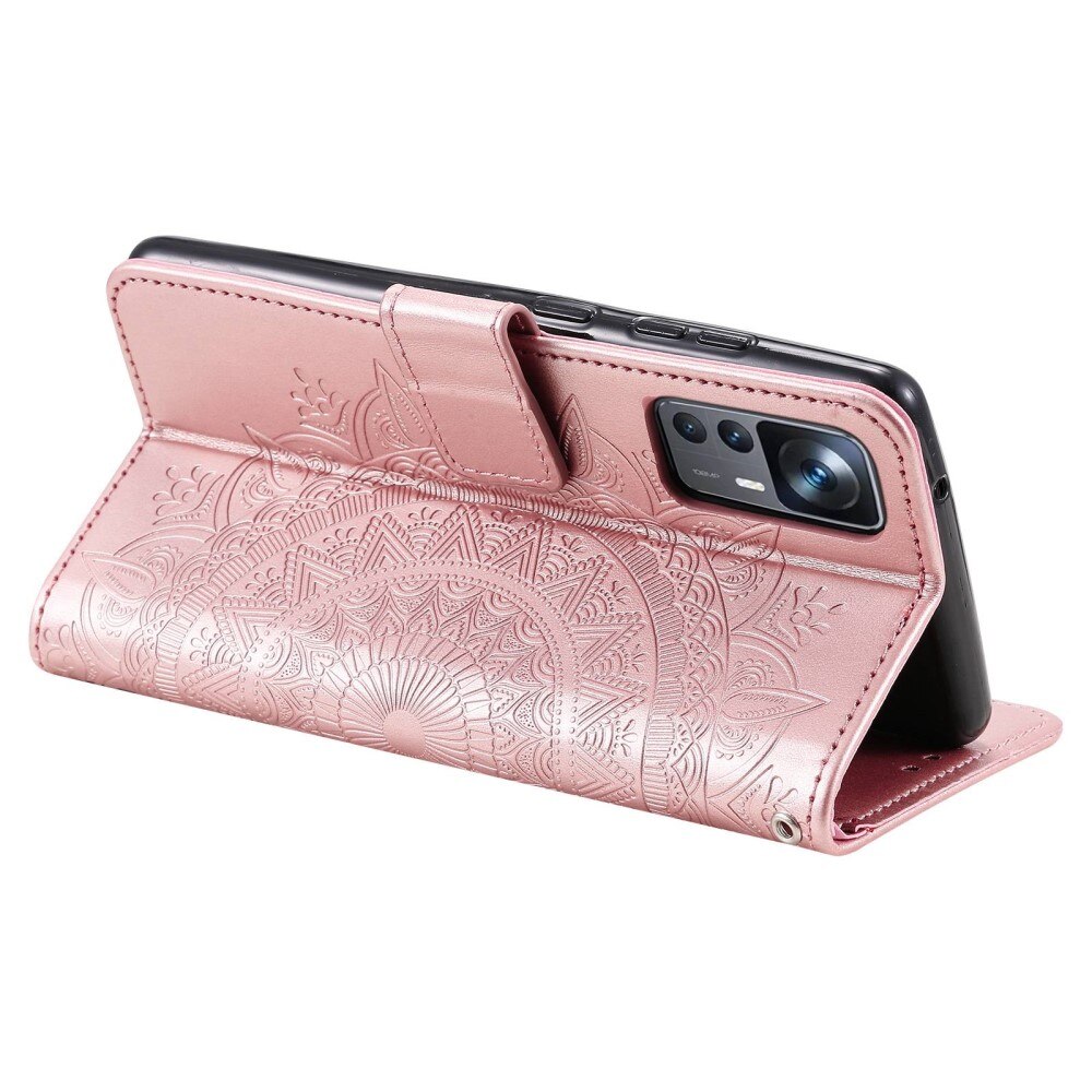 Étui en cuir Mandala Xiaomi 12T/12T Pro rose doré