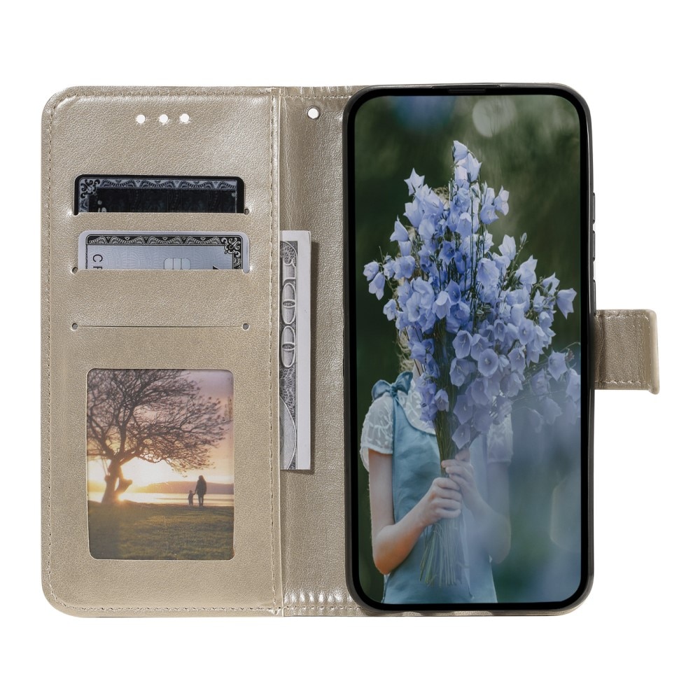 Étui en cuir Mandala Xiaomi Redmi Note 14 Pro Plus, or
