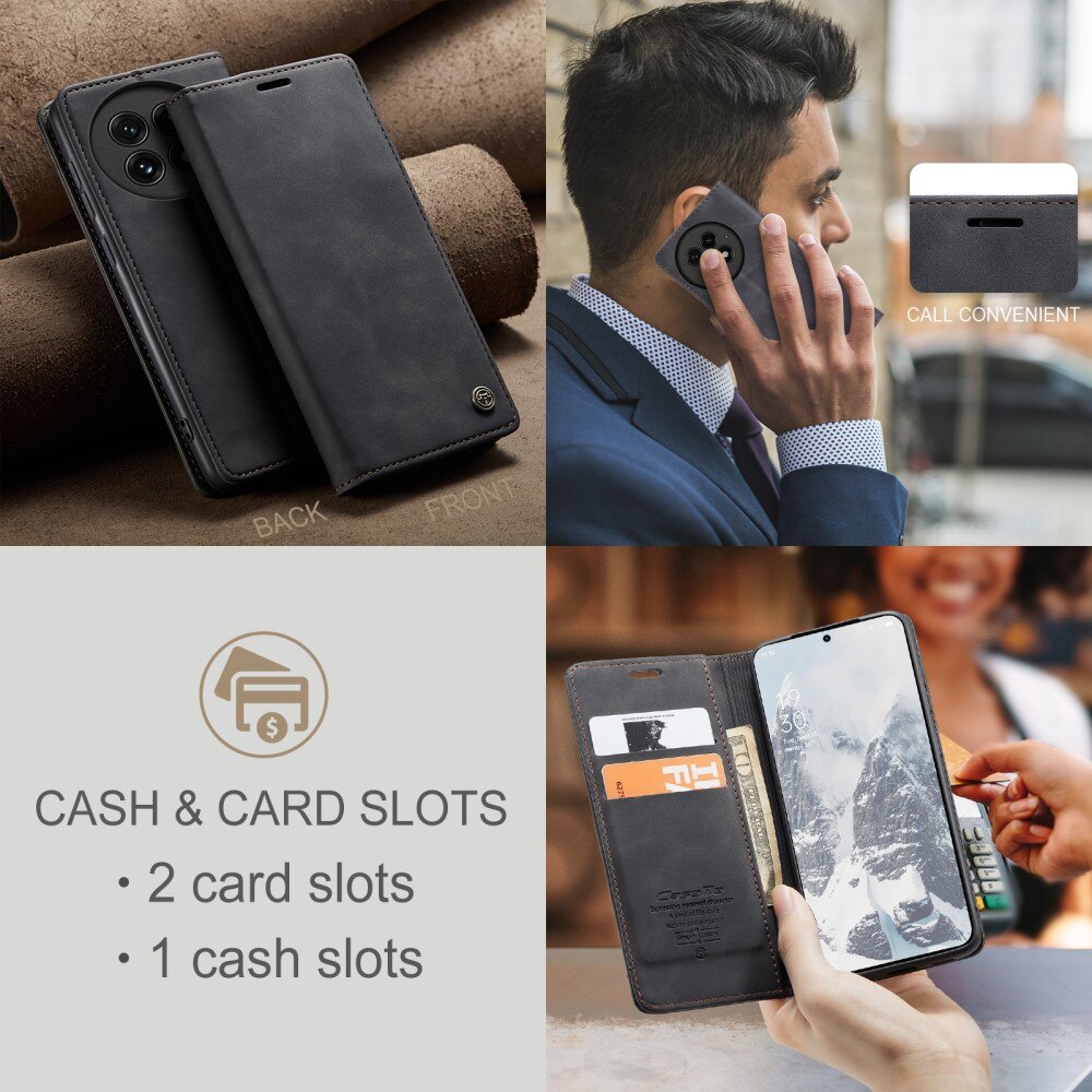 Étui portefeuille mince  OnePlus 13, Noir