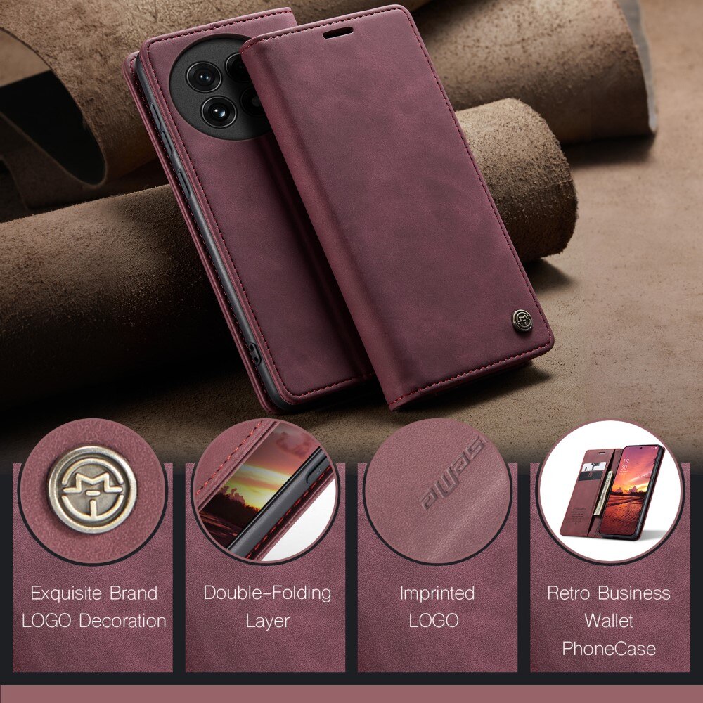 Étui portefeuille mince  OnePlus 13, Rouge