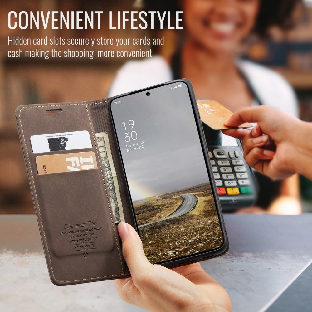 Étui portefeuille mince  OnePlus 13, Marron