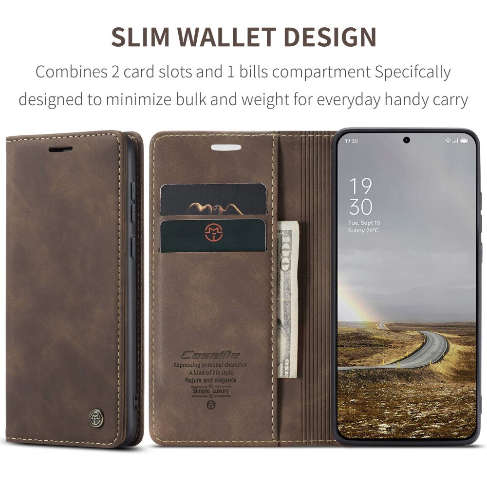 Étui portefeuille mince  OnePlus 13, Marron