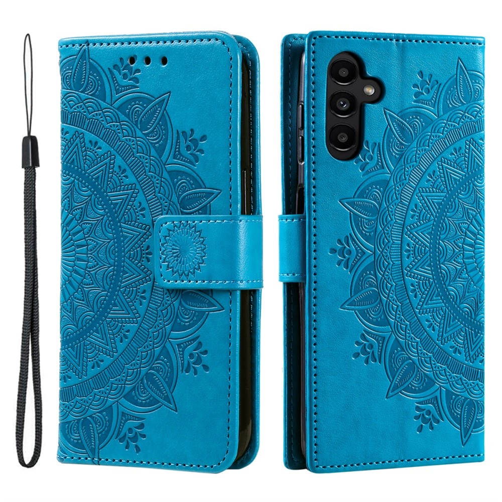 Étui en cuir Mandala Samsung Galaxy A26, Bleu