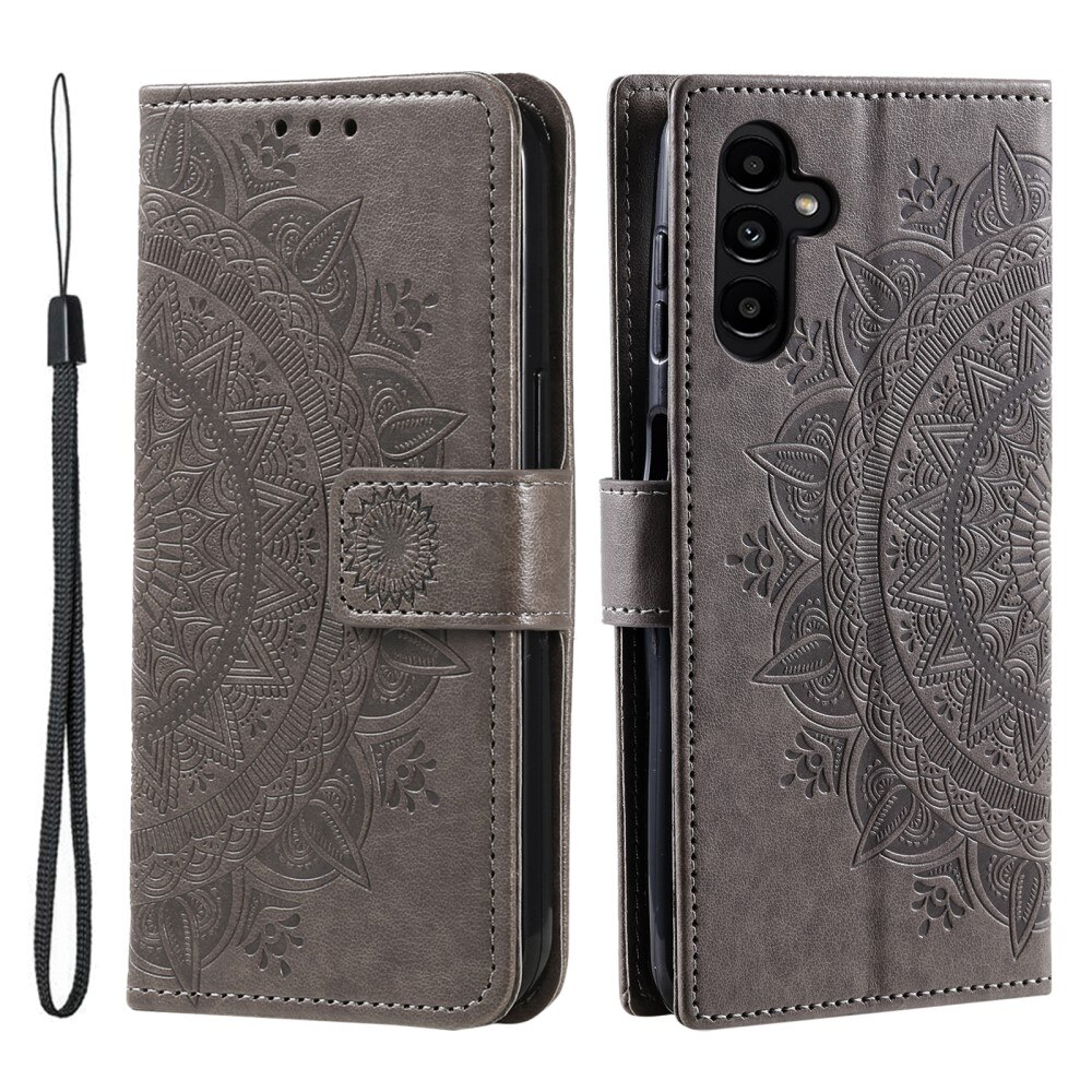 Étui en cuir Mandala Samsung Galaxy A26, Gris