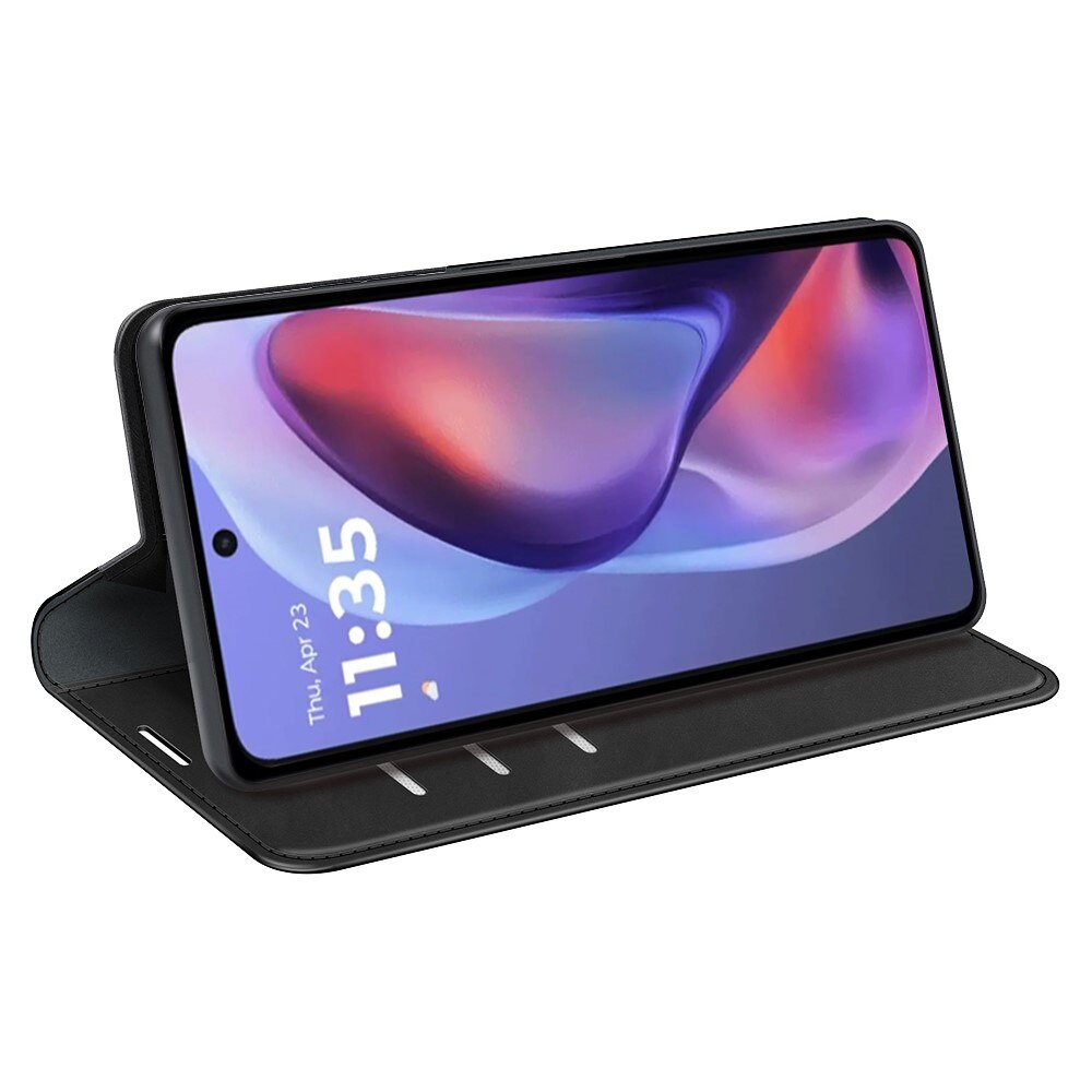 Coque portefeuille mince Motorola Moto E15, Noir