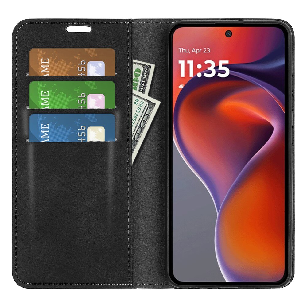 Coque portefeuille mince Motorola Moto G15 Power, Noir