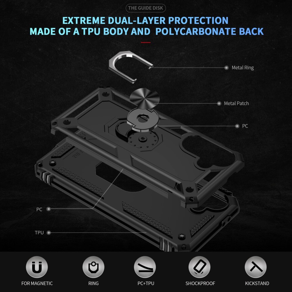 Coque hybride Tech Ring Samsung Galaxy A56, noir