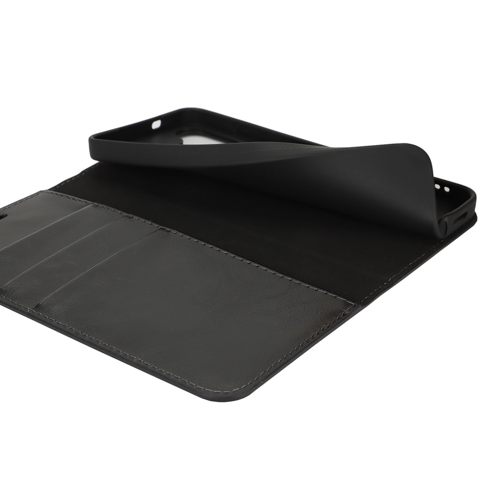 Coque portefeuille en cuir Veritable Samsung Galaxy S25 Plus, Noir