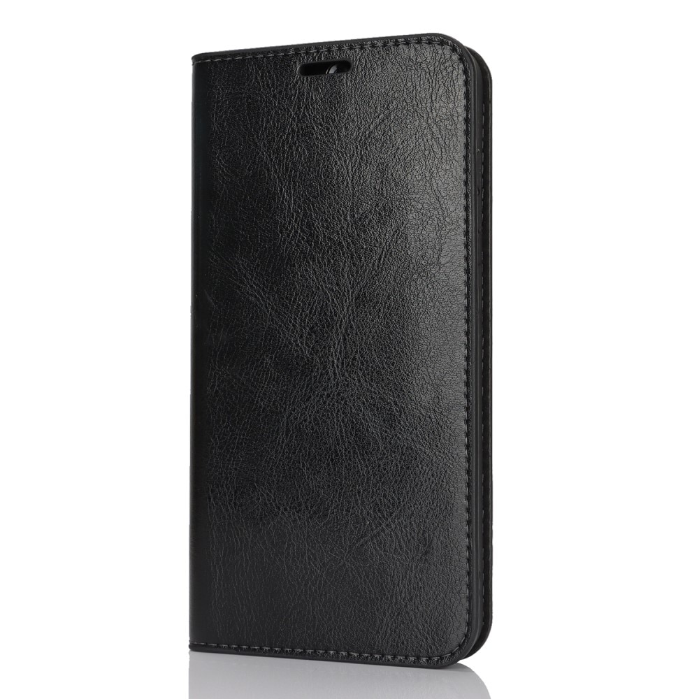 Coque portefeuille en cuir Veritable Samsung Galaxy S25 Plus, Noir